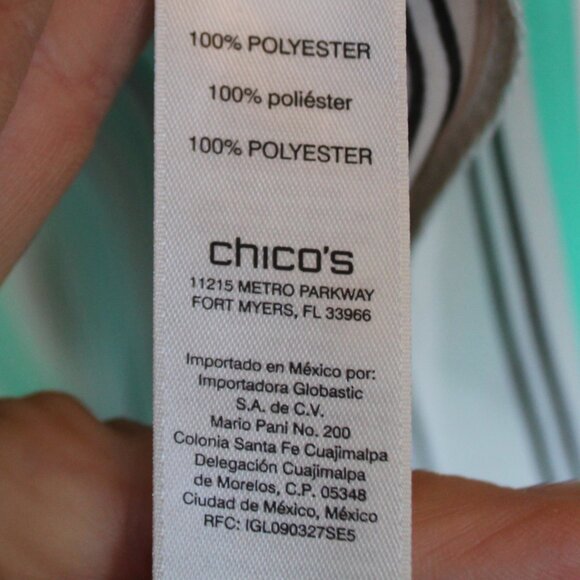 Chico's Distinct Vertical Striped Shirt Button Down Long Sleeve Tunic - Picture 7 of 8